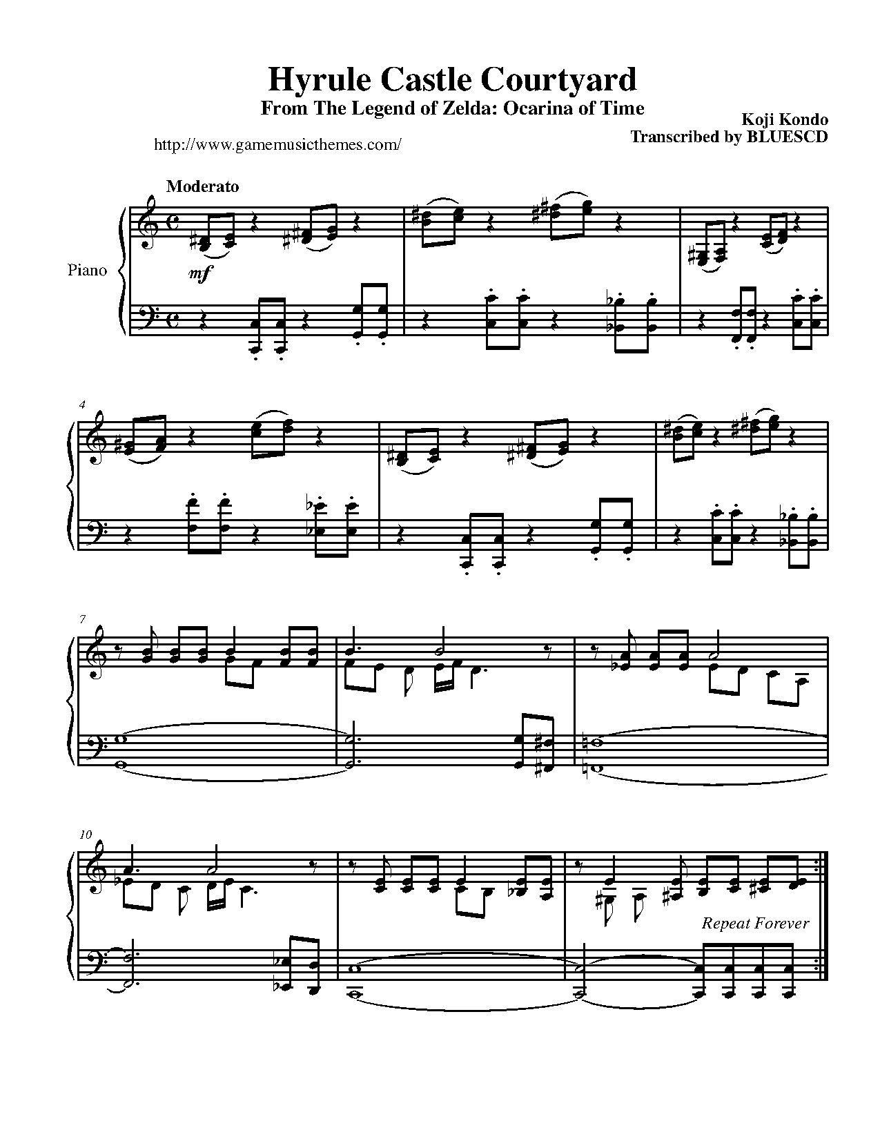 The Legend of Zelda: Ocarina of Time Sheet music for Piano (Solo)