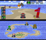 Super Mario Kart beach screenshot